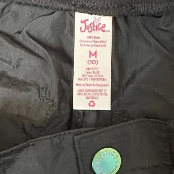 Justice Black Cargo Pants for Girls Size M (10) Adjustable Waist Utility Style - Picture 7 of 12